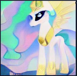 Size: 720x705 | Tagged: safe, imported from derpibooru, princess celestia, pony, ai content, ai generated, generator:craiyon, solo