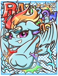 Size: 1469x1920 | Tagged: safe, artist:phoenixrk49, imported from derpibooru, rainbow dash, pegasus, pony, female, grin, looking at you, mare, smiling, smiling at you, solo, sunglasses, underhoof, wings