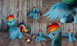 Size: 1994x1200 | Tagged: safe, artist:essorille, imported from derpibooru, rainbow dash, pegasus, pony, fluffy, irl, photo, plushie, solo, spread wings, wings