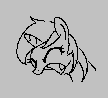 Size: 108x98 | Tagged: safe, artist:kabayo, imported from derpibooru, amethyst star, sparkler, pony, unicorn, aggie.io, bust, eyes closed, female, gray background, grayscale, lowres, mare, monochrome, open mouth, screaming, simple background