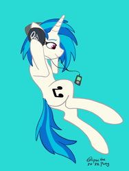 Size: 900x1200 | Tagged: safe, artist:eklipsethepony, imported from derpibooru, dj pon-3, vinyl scratch, pony, unicorn, cute, female, headphones, mare, mp3 player, music, simple background, solo, teal background