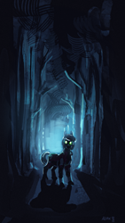 Size: 1549x2753 | Tagged: safe, artist:alumx, imported from derpibooru, earth pony, pony, creepy, glowing, glowing eyes, looking at you, silhouette, solo