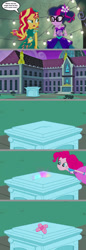 Size: 1136x3284 | Tagged: safe, artist:silverbuller, edit, edited screencap, imported from derpibooru, screencap, pinkie pie, sci-twi, sunset shimmer, twilight sparkle, human, equestria girls, legend of everfree, comic, female, screencap comic