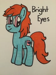 Size: 2448x3264 | Tagged: safe, artist:maddiedraws5678, imported from derpibooru, bright eyes, earth pony, pony, my little pony tales, bright eyedorable, cute, female, full body, g1, g1 to g4, g4, generation leap, hooves, mare, orange hair, orange mane, orange tail, pink eyes, simple background, smiling, solo, standing, straight hair, straight mane, straight tail, tail, traditional art, white background