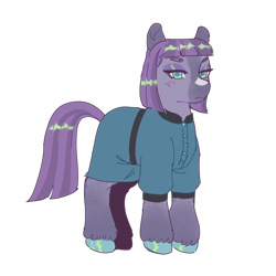 Size: 1200x1200 | Tagged: safe, alternate version, artist:dawnwhinery, imported from twibooru, maud pie, earth pony, pony, alternate design, clothes, coat markings, colored hooves, eyeshadow, facial markings, female, image, makeup, mare, png, simple background, solo, transparent background