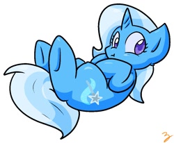 Size: 1001x824 | Tagged: safe, artist:zutcha, imported from derpibooru, trixie, pony, unicorn, cute, diatrixes, eyelashes, female, horn, looking at you, mare, simple background, solo, tail, underhoof, white background