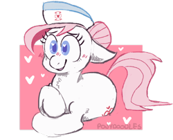 Size: 580x468 | Tagged: safe, artist:daniefox, imported from derpibooru, nurse redheart, earth pony, pony, blushing, chest fluff, cute, eyelashes, female, floppy ears, hair bun, hat, heart, heart eyes, heartabetes, nurse hat, simple background, solo, tail, transparent background, wingding eyes