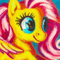 Size: 1024x1024 | Tagged: safe, imported from derpibooru, fluttershy, pegasus, pony, ai content, female, generator:dall-e 2, mare, nostril flare, solo