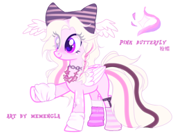 Size: 2500x2000 | Tagged: safe, artist:memengla, imported from derpibooru, oc, oc only, oc:pink butterfly, pegasus, pony, base used, clothes, simple background, socks, solo, striped socks, transparent background