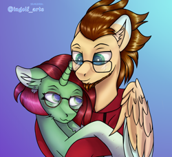 Size: 2676x2441 | Tagged: safe, artist:ingolf arts, imported from derpibooru, oc, oc only, oc:ingolf, oc:moonsun, pegasus, pony, unicorn, clothes, couple, cute, ear fluff, female, glasses, high res, hoodie, horn, jewelry, love, male, mare, scar, simple background, stallion, wings