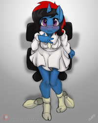 Size: 960x1200 | Tagged: safe, artist:miniferu, imported from derpibooru, oc, anthro, unicorn, female, solo