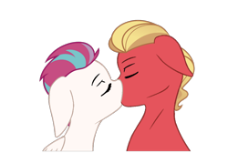 Size: 1920x1290 | Tagged: safe, artist:lavasokawaii, artist:rozyfly10, imported from derpibooru, sprout cloverleaf, zipp storm, earth pony, pegasus, pony, base used, cute, duo, eyes closed, female, g5, kiss on the lips, kissing, male, mare, my little pony: a new generation, shipping, simple background, sproutbetes, stallion, straight, transparent background, vector, zippsprout