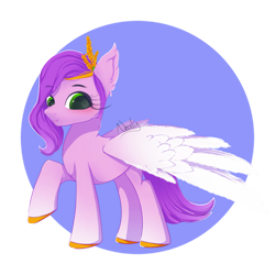 Size: 1280x1280 | Tagged: safe, artist:nnaly, imported from derpibooru, pipp petals, pegasus, pony, adorapipp, blue background, cute, eyebrows, eyebrows visible through hair, female, g5, looking at you, mare, raised hoof, simple background, smiling, smiling at you, solo, spread wings, transparent background, wings