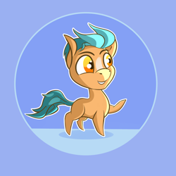 Size: 1500x1500 | Tagged: safe, artist:tyleks, imported from derpibooru, hitch trailblazer, earth pony, pony, chibi, clip studio paint, colored, colt, colt hitch trailblazer, cute, foal, g5, male, my little pony: a new generation, simple background, solo, younger