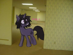 Size: 2667x2000 | Tagged: safe, artist:sleepymist, imported from derpibooru, oc, oc only, oc:mist avalon, pony, emo, goth, messy hair, pony oc, sketch, the backrooms, vulgar