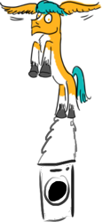 Size: 228x494 | Tagged: safe, artist:horsesplease, imported from derpibooru, hitch trailblazer, earth pony, pony, big ears, doodle, flying, g5, sad, sad hitch, simple background, transparent background, washing machine, wing ears, wings, роисся вперде