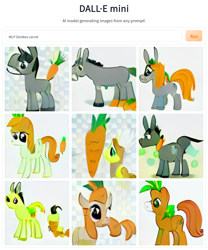 Size: 768x923 | Tagged: safe, imported from derpibooru, donkey, earth pony, pony, ai content, ai generated, carrot, female, food, generator:craiyon, mare