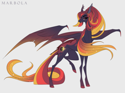 Size: 2853x2134 | Tagged: safe, artist:marbola, imported from derpibooru, oc, oc only, hybrid, pony, magical lesbian spawn, offspring, parent:princess luna, parent:sunset shimmer, pegabat, solo