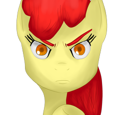 Size: 1300x1200 | Tagged: safe, artist:weiss430, imported from derpibooru, apple bloom, earth pony, pony, female, filly, foal, looking at you, simple background, solo, stare, transparent background