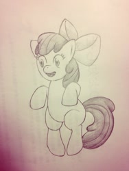 Size: 768x1024 | Tagged: safe, artist:sasho1223, imported from derpibooru, apple bloom, earth pony, pony, bipedal, female, filly, foal, sketch, solo