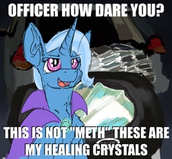 Size: 2132x1976 | Tagged: safe, artist:reddthebat, imported from derpibooru, trixie, pony, unicorn, blatant lies, caption, drugs, female, mare, meme, meth, obvious lie is obvious, solo, text