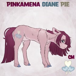 Size: 1440x1440 | Tagged: safe, artist:jadejellie, imported from derpibooru, pinkie pie, earth pony, pony, pinkamena diane pie, redesign, solo, unshorn fetlocks