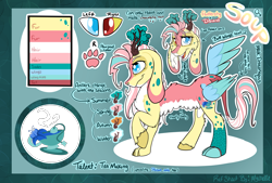 Size: 2473x1668 | Tagged: safe, artist:mychelle, imported from derpibooru, oc, oc:soup, draconequus, hybrid, interspecies offspring, offspring, parent:discord, parent:fluttershy, parents:discoshy, reference sheet, solo