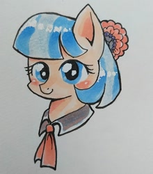 Size: 1080x1228 | Tagged: safe, artist:namaenonaipony, imported from derpibooru, coco pommel, earth pony, pony, female, looking at you, mare, solo, traditional art