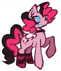 Size: 1127x1303 | Tagged: safe, artist:kidzombie_, imported from derpibooru, pinkie pie, earth pony, pony, choker, clothes, ear piercing, earring, emo, female, hair dye, jewelry, mare, piercing, raised hoof, simple background, socks, solo, white background