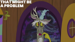 Size: 1280x720 | Tagged: safe, edit, edited screencap, editor:quoterific, imported from derpibooru, screencap, discord, draconequus, discordant harmony, season 7, male, open mouth, solo, text