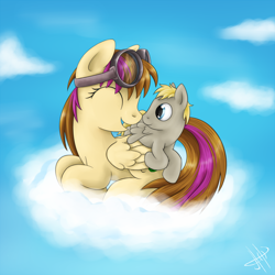 Size: 1000x1000 | Tagged: safe, artist:1jaz, imported from derpibooru, oc, oc only, pegasus, pony, cloud, goggles