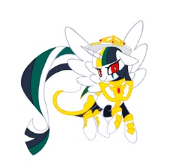 Size: 1100x1072 | Tagged: safe, artist:stacy_165cut, imported from derpibooru, alicorn, pony, clothes, hat, horn, kinnikuman, ponified, psychoman (kinnikuman), simple background, solo, spread wings, white background, wings