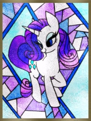 Size: 904x1200 | Tagged: safe, artist:stacy_165cut, imported from derpibooru, rarity, pony, unicorn, female, horn, mare, solo, stained glass