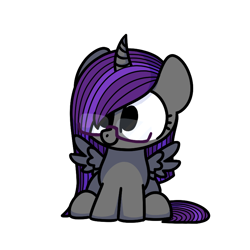 Size: 800x800 | Tagged: safe, artist:sugar morning, imported from derpibooru, oc, oc only, oc:etheria galaxia, pony, chibi, commission, simple background, sitting, solo, transparent background, ych result