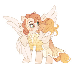 Size: 1280x1127 | Tagged: safe, artist:kusacakusaet, imported from derpibooru, oc, oc only, pegasus, pony, clothes, deviantart watermark, female, mare, obtrusive watermark, pegasus oc, simple background, smiling, solo, watermark, white background, wings