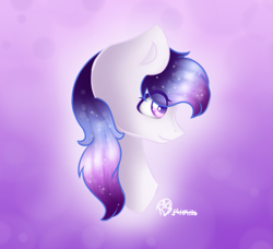 Size: 639x584 | Tagged: safe, artist:prettyshinegp, imported from derpibooru, oc, oc only, earth pony, pony, abstract background, bust, earth pony oc, ethereal mane, female, mare, signature, solo, starry mane