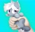 Size: 2048x1924 | Tagged: safe, artist:mochi_nation, imported from derpibooru, oc, oc:galaxy, oc:silver bolt, earth pony, human, pony, blue background, cute, disembodied hand, earth pony oc, eye clipping through hair, female, food, hand, holding a pony, ice cream, in goliath's palm, mare, micro, ocbetes, offscreen character, simple background, size difference, solo focus, tiny, tiny ponies, underhoof