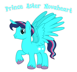 Size: 2222x2077 | Tagged: source needed, safe, anonymous artist, imported from derpibooru, oc, oc only, oc:prince aster novaheart, alicorn, pony, fanfic:cat's cradle, alicorn oc, closed mouth, cutie mark, eyebrows, eyes open, g4, happy, high res, horn, looking at you, male, name, nostrils, offspring, parent:oc:prince nova sparkle, parent:princess flurry heart, parents:canon x oc, prince, product of incest, raised hoof, royalty, shakespearicles, show accurate, simple background, smiling, solo, spread wings, stallion, text, transparent background, vector, wings