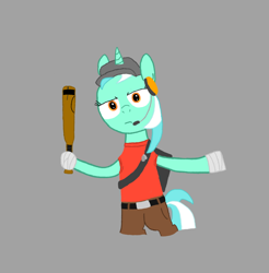 Size: 762x774 | Tagged: safe, artist:bronyjoe111, imported from derpibooru, lyra heartstrings, pony, unicorn, 2014, baseball bat, crossover, female, mare, scout, simple background, team fortress 2