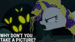 Size: 1280x720 | Tagged: safe, edit, edited screencap, editor:quoterific, imported from derpibooru, screencap, rarity, pony, unicorn, it isn't the mane thing about you, season 7, dark, female, mare, open mouth, solo, text