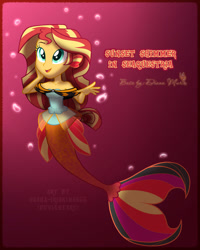 Size: 1280x1600 | Tagged: safe, artist:dianamur, artist:katnekobase, artist:sasha-iriskina666, imported from derpibooru, sunset shimmer, mermaid, equestria girls, base used, bubble, female, fins, fish tail, mermaid tail, mermaidized, mermay, not fiery shimmer, solo, species swap, tail, underwater, water