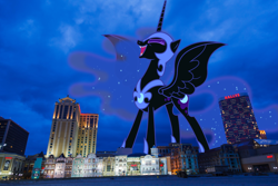 Size: 3800x2533 | Tagged: safe, artist:chrzanek97, artist:thegiantponyfan, imported from derpibooru, nightmare moon, alicorn, pony, atlantic city, eyes closed, female, giant alicorn, giant nightmare moon, giant pony, giantess, high res, highrise ponies, irl, macro, mare, mega giant, mega nightmare moon, new jersey, night, open mouth, photo, ponies in real life