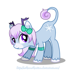 Size: 1600x1600 | Tagged: safe, artist:churobu, imported from derpibooru, deer, deer pony, original species, pony, antlers, bow, hair bow, leonine tail, simple background, smiling, solo, tail, transparent background, unshorn fetlocks