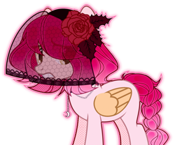 Size: 1920x1600 | Tagged: safe, artist:toffeelavender, imported from derpibooru, oc, oc only, pegasus, pony, base used, braided tail, eyelashes, female, flower, flower in hair, gritted teeth, mare, pegasus oc, rose, simple background, solo, tail, teeth, transparent background, wedding veil, wings