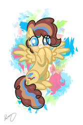 Size: 1532x2302 | Tagged: safe, artist:xcosmicghostx, imported from derpibooru, oc, oc only, pegasus, pony, abstract background, excited, eyelashes, female, mare, pegasus oc, signature, solo, spread wings, wings