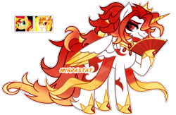 Size: 4045x2640 | Tagged: safe, artist:mirrastat, imported from derpibooru, oc, alicorn, pony, unicorn, alicorn oc, base used, fan, female, hoof hold, hoof shoes, horn, magical lesbian spawn, male, mare, offspring, parent:daybreaker, parent:sunset shimmer, simple background, stallion, transparent background, wings