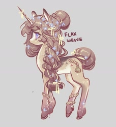 Size: 1314x1443 | Tagged: safe, artist:costly, imported from derpibooru, oc, oc only, oc:flax weave, pony, unicorn, female, gray background, horn, mare, profile, simple background, solo