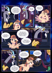 Size: 3259x4607 | Tagged: safe, artist:estories, imported from derpibooru, discord, oc, oc:alice goldenfeather, draconequus, pegasus, pony, comic:nevermore, ..., comic, pegasus oc, speech bubble