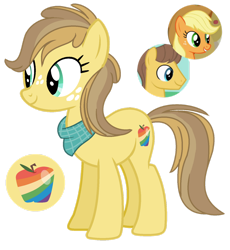 Size: 1280x1392 | Tagged: safe, artist:princess-kitsune-tsu, imported from derpibooru, applejack, caramel, oc, earth pony, pony, female, mare, offspring, parent:applejack, parent:caramel, parents:carajack, simple background, transparent background