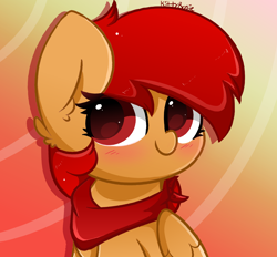 Size: 2800x2600 | Tagged: safe, artist:kittyrosie, imported from derpibooru, oc, oc only, oc:epiclper, pegasus, pony, bandana, blushing, commission, ear fluff, pegasus oc, solo